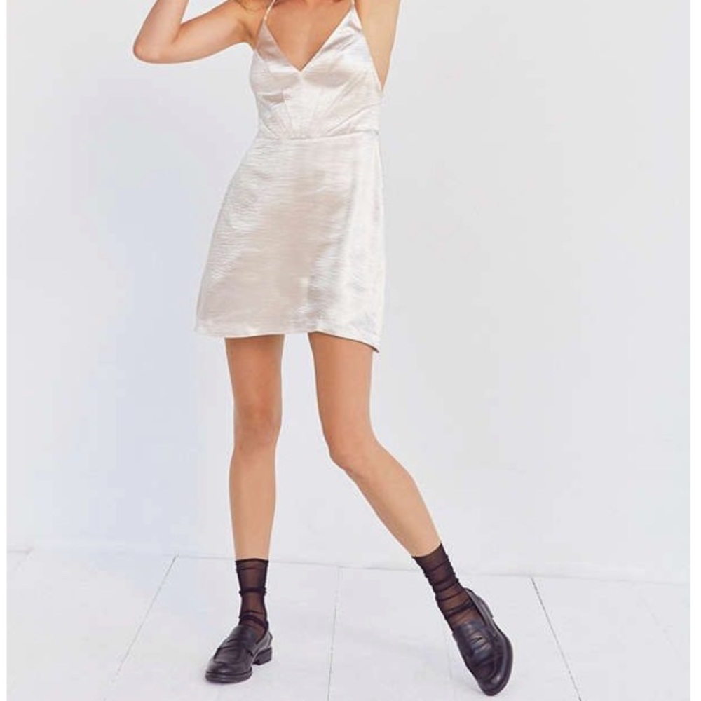 Elegant champagne satin dress by Urban outfitters